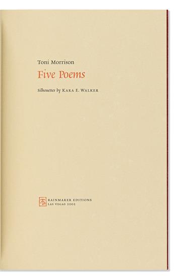 Morrison, Toni (1931-2019) Five Poems. Silhouettes by Kara E. Walker.